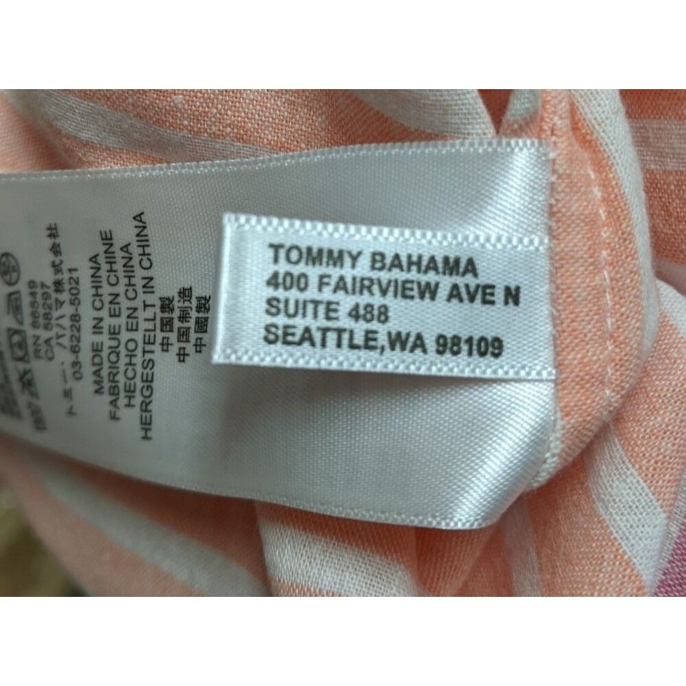 Women's TOMMY BAHAMA Striped Hooded "Lovely Lanes" Linen Blend Baja Top M - Picture 16 of 16